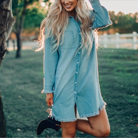Francis Cabrel Tops - Denim Buttonup Tunic Dress in a Large